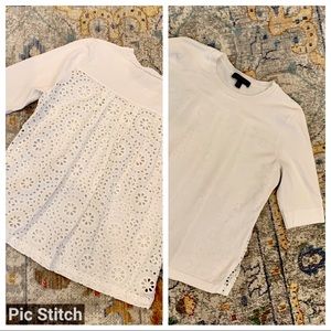 Ann Taylor knit short-sleeves top with lace back